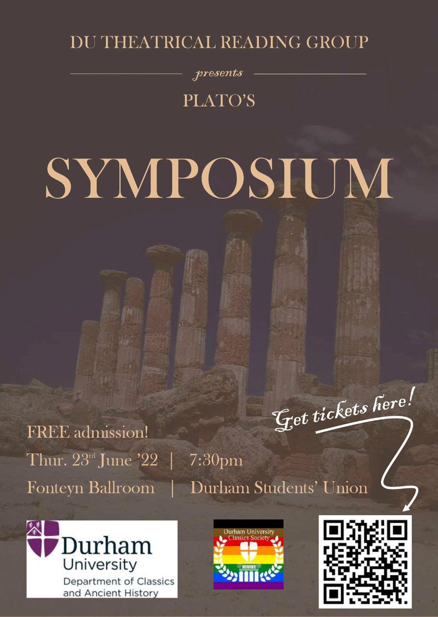 Our production of Plato’s Symposium is happening TODAY! Come to the DSU at 7:30pm for an evening of philosophy and speeches on love✨