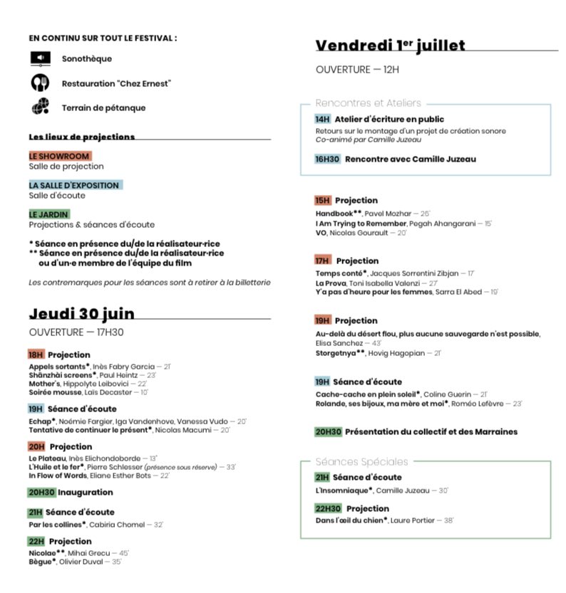 👇👇 GRILLE HORAIRES 👇👇

Retrouvez le programme des 4 jours du festival - du 30 juin au 3 juillet 2022 - on a hâte de vous retrouver 🎉