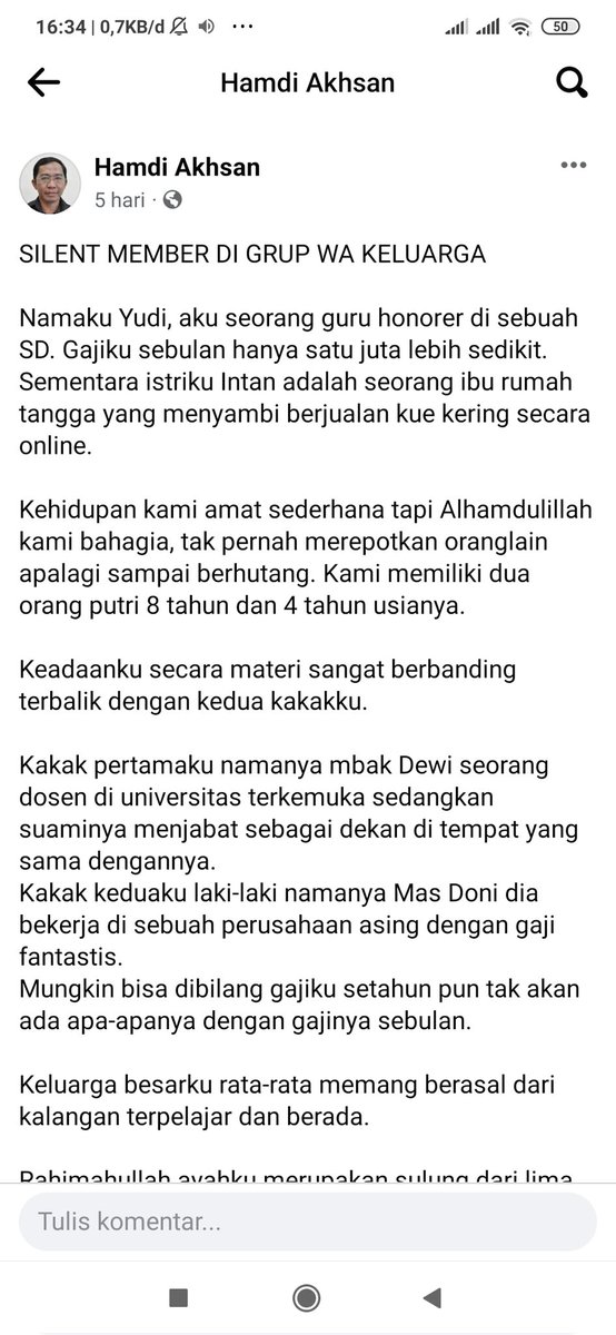 farizindallah's tweet photo. Salah satu kisah menyentuh yg pernah saya baca
Judulnya "SILENT MEMBER DIGRUP WA KELUARGA" 
selamat menikmati~ https://t.co/DGvYs6NvRR