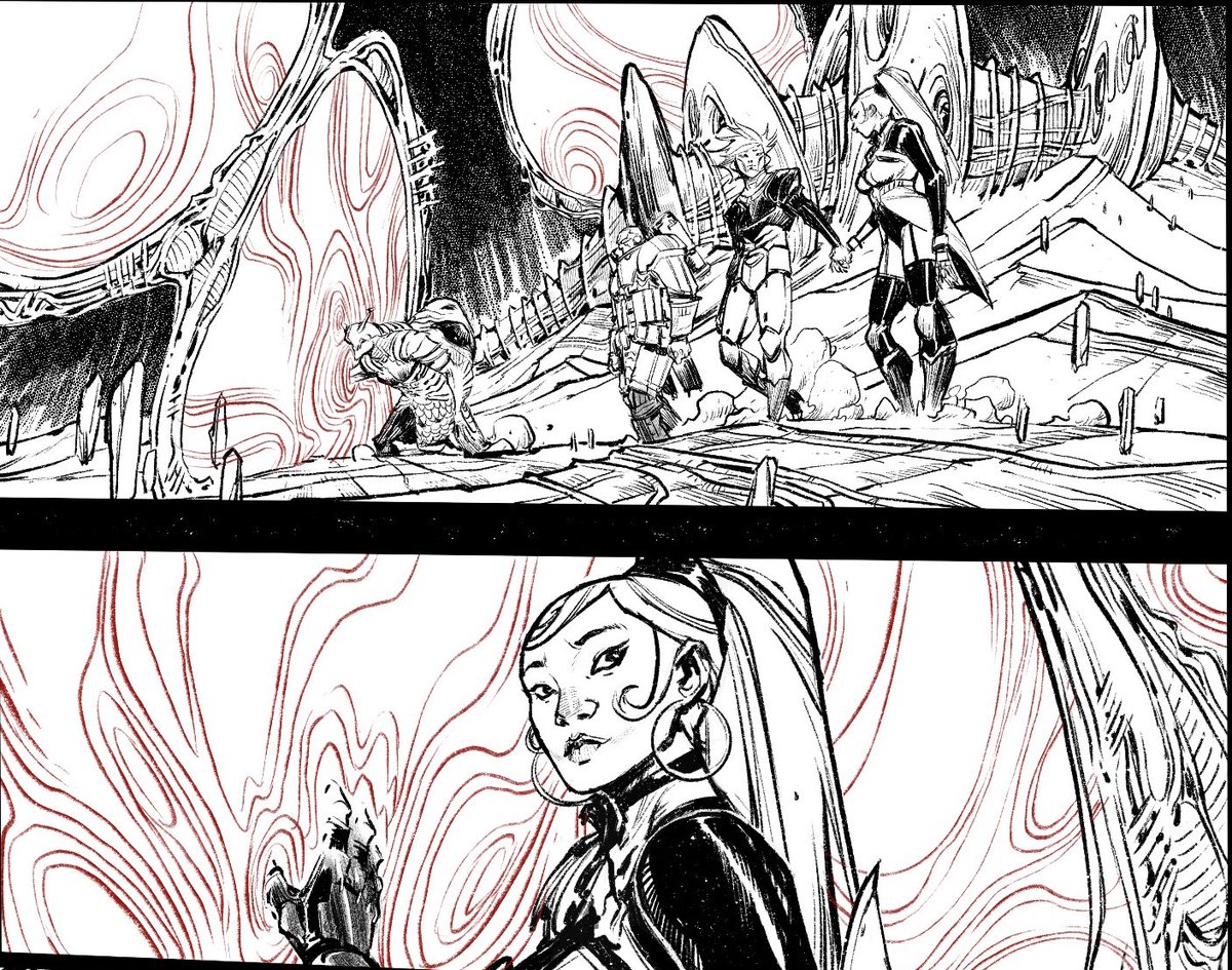 Subtle interactions between characters can get so much storytelling mileage.

Also...my admiration and aspiration for Moebius' work may be showing. 

Also also...I may be subconsciously slowing down for ARC ATHENA Book06 bc I want to prolong the joy of making the art/series.
