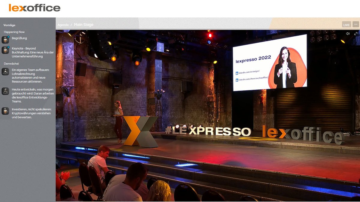 eklaus's tweet image. #lexpresso Ich freue mich gleich auf Dr. Carsten Block mit dem Ausblick des #lexoffice Entwicklungs-Teams ...  #coffeebreak #bistro #cloud #service #AI #KI #Digitalisierung #StartUp #KMU #Innovation #Zukunft #lexpresso2022 #SocialIntelligence #KDFCoaching #bm