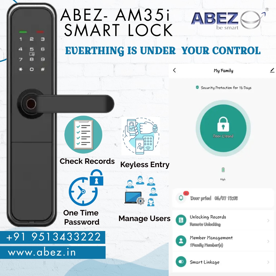 abezsolutions's tweet image. ABEZ Digital Door lock has emergency power supply option via a USB port, through which we can gain access. Please note external emergency supply, enables the lock, however you need registered passcode or fingerprint to unlock.
 
contact us on : 9513433222
Email Id: info@abez.in