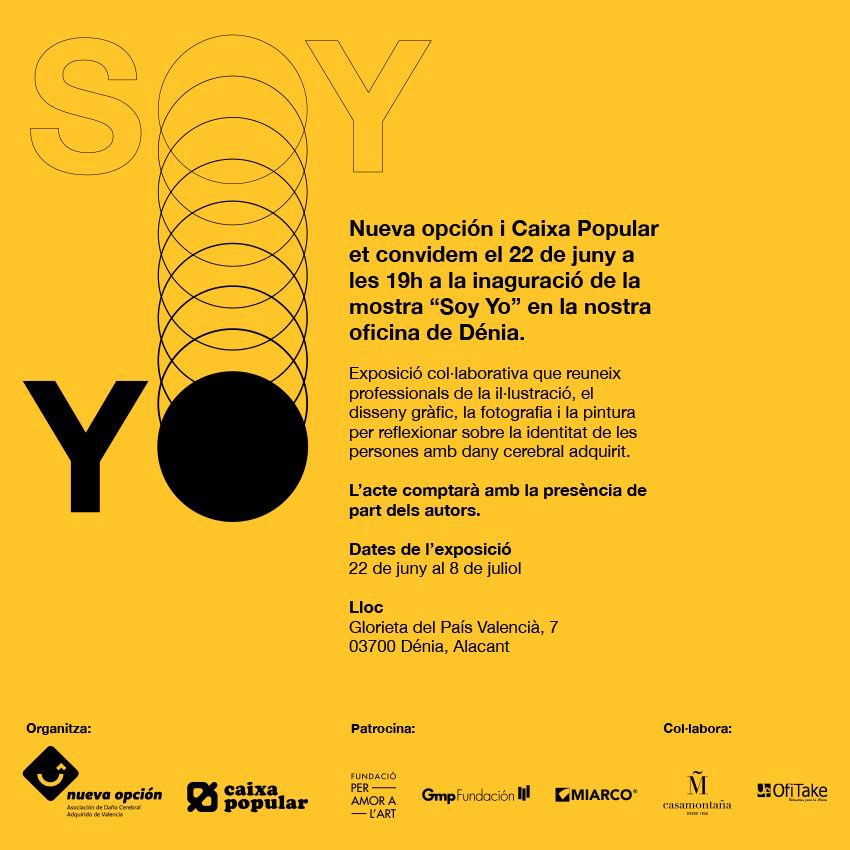 Ayer inauguramos la exposición “Soy Yo” en oficina <a href="/caixapopular/">Caixa Popular</a> #Denia (22/06-08/07) a la que os invitamos asistir. Contamos con la participación de <a href="/dianadeariasfar/">Diana de Arias</a> (<a href="/decedario/">Decedario</a>). 

Agradecer la presencia del alcalde de la localidad <a href="/VicentGrimalt/">Vicent Grimalt</a> y de la concejala Melani Ivars.