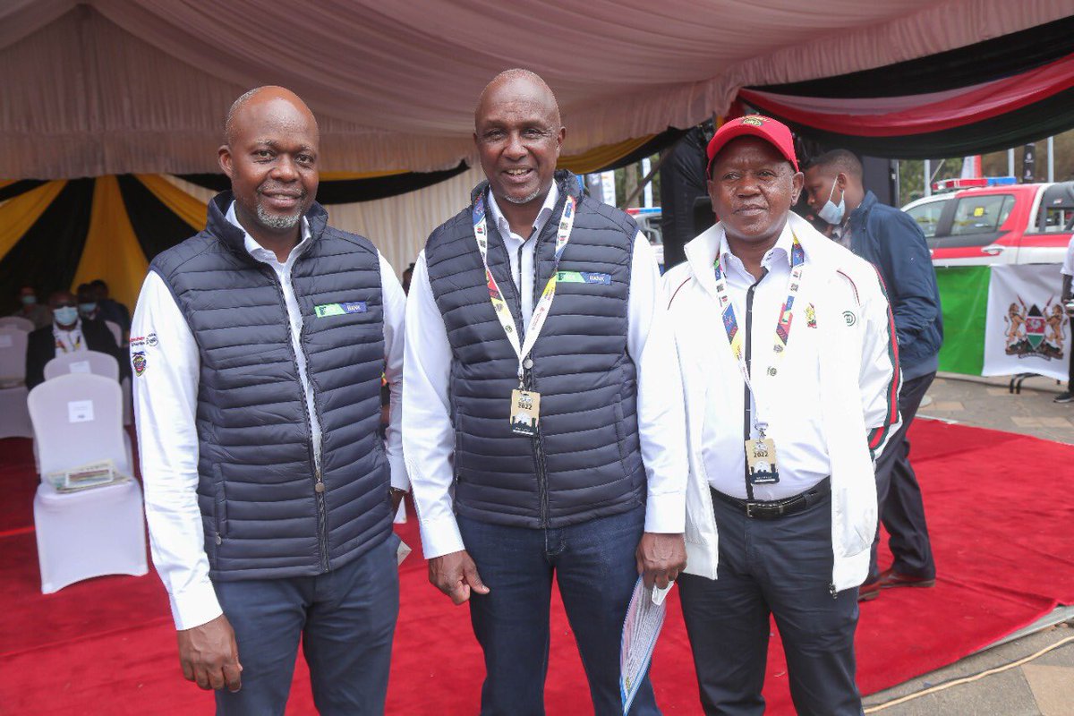 KCB Group Chairman Andrew Kairu with Our Group CFO <a href="/kiambi_k/">Kimathi Kiambi</a> and <a href="/wrcsafarirally/">Safari Rally Kenya</a> CEO Phineas Kimathi at the flag off of the #WRCSafariRally at KICC. #FeelTheRoar
