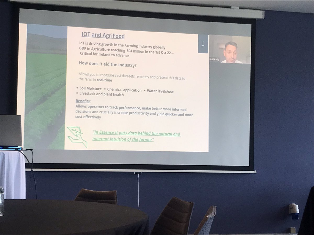 H2020DEMETER's tweet photo. ‘#IoT in Agrifood puts data behind the natural and inherent intuition of the farmer’ Niall Kelly @TheCubeCentre shares the benefits of farmers using #IoT in Ireland  
#IoTWeek2022 #smartagriculture https://t.co/dkJyPu9cEh