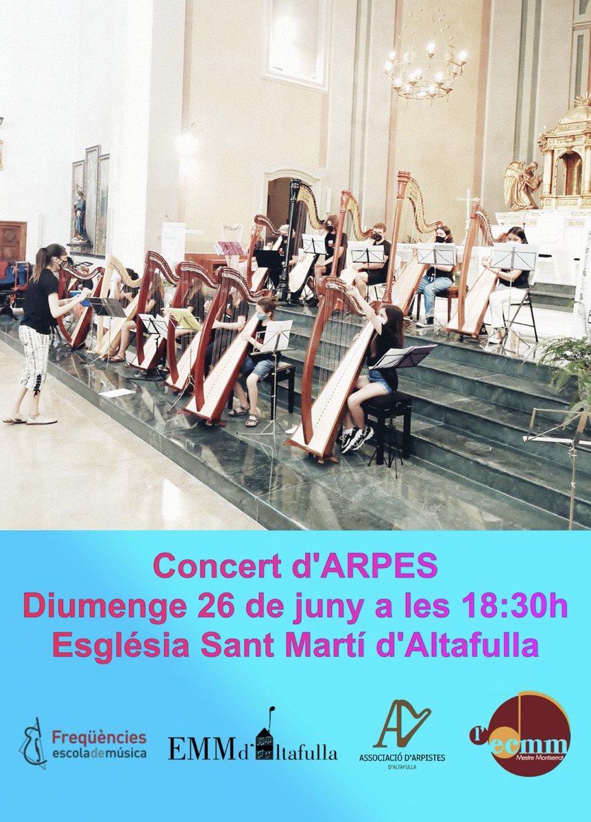 Esther_pinyol's tweet photo. Aquest cap de setmana tenim dos concerts de grup d’arpes molt especials! Dissabte 25 a les 19:00 a l’@ECMMVilanova i el Diumenge 26 a les 18:30 a l’Església d’Altafulla!
Us hi esperem! @AltafullaRadio @ajAltafulla @VilanovaTurisme @ajuntamentvng @FrequenciesEM @arpistes #arpes https://t.co/5WixUxSjkV