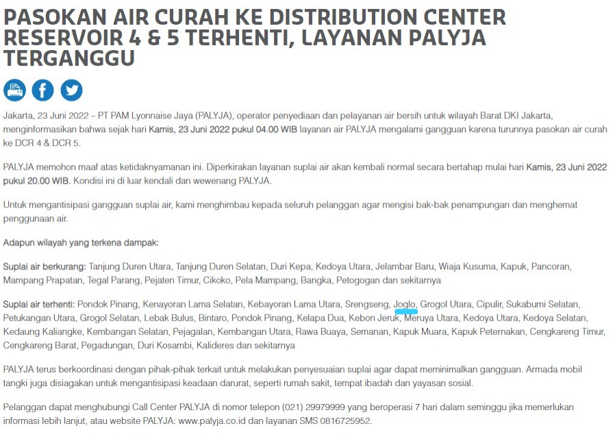 RezaStefano's tweet photo. @Water4life_ID mohon maaf ni sebelom nya ini gak ad pemberitahuan sms / wa ato apapun ke pelanggan dan pagi jam 7 tanggal 23 JUNI 2022 sudah ga ad air d daerah JOGLO. Pertanyaan saya gimana cara nya di suruh nampung tapi ga ada air? https://t.co/59fgH3It5i