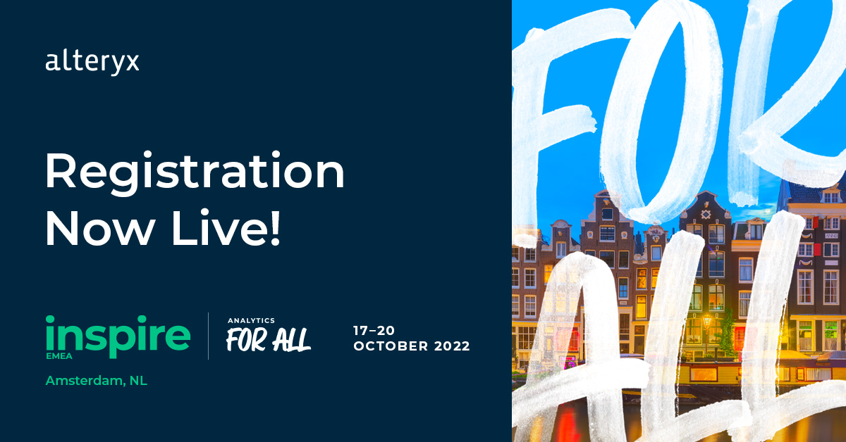 Can you feel the summer breeze? That means #AlteryxInspire22 EMEA is approaching and registration is now open! Register by August 15 to receive early bird pricing. Learn more: ow.ly/bGEI50JFiNU