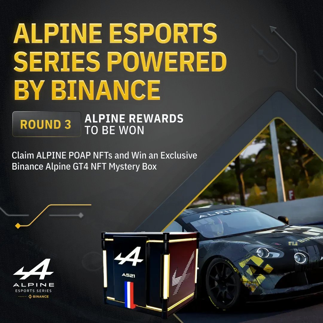 Binance Fan Token (@binancefantoken) on Twitter photo Ready for <a href="/AlpineF1Team/">BWT Alpine Formula One Team</a> Esports Series Finals?
🔥Join the Stream from 3pm (UTC) Today!
1️⃣ Join the <a href="/AlpineRacing/">Alpine Racing</a> Live stream
2️⃣ Scan QR code
3️⃣ Claim Alpine GT4 POAP NFTs
4️⃣ Unlock Mystery Box
5️⃣Collect Alpine Rewards
Watch Here ➡️ bit.ly/3QstCEM Ready for <a href="/AlpineF1Team/">BWT Alpine Formula One Team</a> Esports Series Finals?
🔥Join the Stream from 3pm (UTC) Today!
1️⃣ Join the <a href="/AlpineRacing/">Alpine Racing</a> Live stream
2️⃣ Scan QR code
3️⃣ Claim Alpine GT4 POAP NFTs
4️⃣ Unlock Mystery Box
5️⃣Collect Alpine Rewards
Watch Here ➡️ bit.ly/3QstCEM