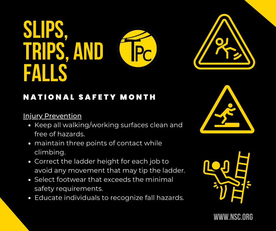 thayerpc's tweet photo. In 2020, 42,114 people died in falls at home and at work. Falls are 100% preventable. Read the common injury prevention tips below to keep you, your loved ones, and coworkers safe from hazards! #slipstripsfalls #safetyfirst #nsc #safetymonth https://t.co/JtHZyQsfpR