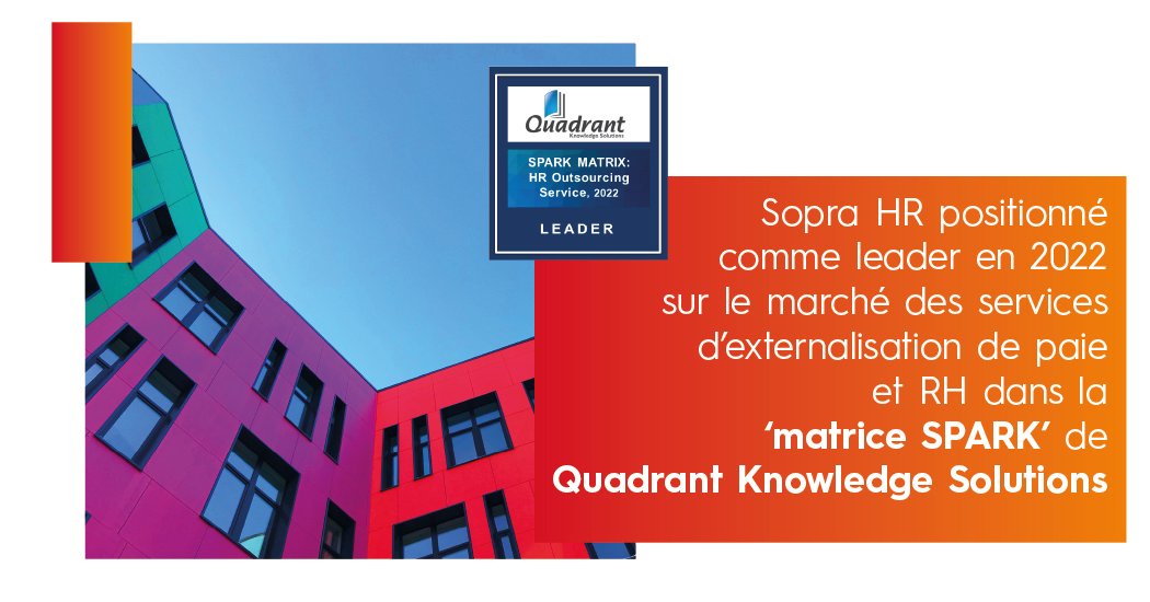 🔝👏 Une fierté pour Sopra HR d'être reconnu en tant que Leader par les analystes Quadrant Knowledge Solutions dans le dernier rapport d’évaluation ‘SPARK matrix: HR Outsourcing Services', 2022’.

➡️ En apprendre plus : ow.ly/Hcao50JCjbF

#SIRH #Paie #RH