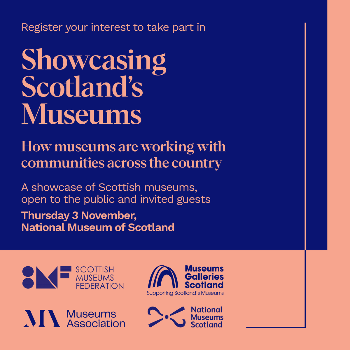 MuseumsAssoc's tweet photo. ⚡ Advocacy event
📍 National Museum of Scotland
📆 3 November 2022

Do you work or volunteer for a Scottish museum? Does your museum engage with its community? We think museums are the heart and soul of their communities and we’d like your help in showing it!

Thread 🧵 https://t.co/cMAeCR8Mp4