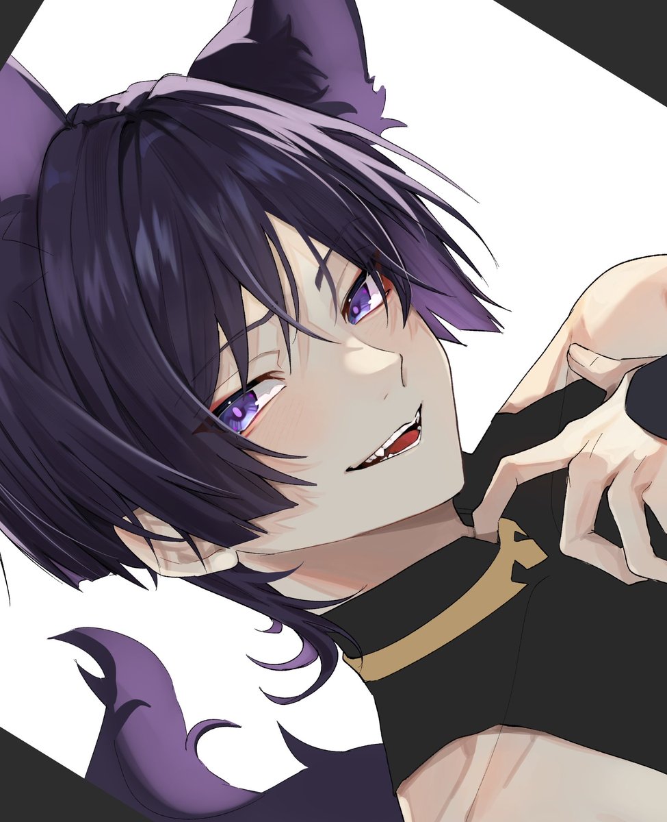 scaramouche (genshin impact) 1boy male focus animal ears purple eyes purple hair fox ears tail  illustration images