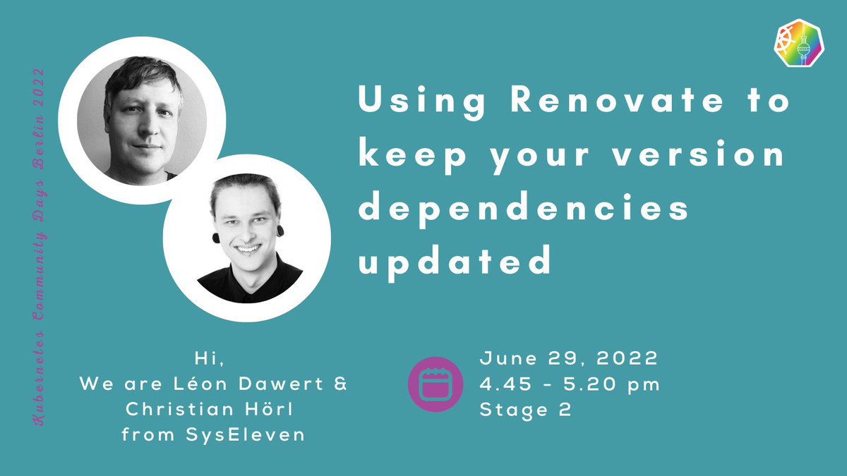 SysEleven's tweet image. ⏰Der Countdown läuft: Nur noch wenige Tage bis die #KCDBerlin starten! Unsere Kollegen Léon Dawert and Christian Hörl sind mit Ihrem Talk live vor Ort.

🎫Sichert Euer Ticket mit dem Code &quot;KubernetesAhoy10Euros&quot;: sys11.it/3Qq9xin

#kubernetes #k8soperators #cloudnative