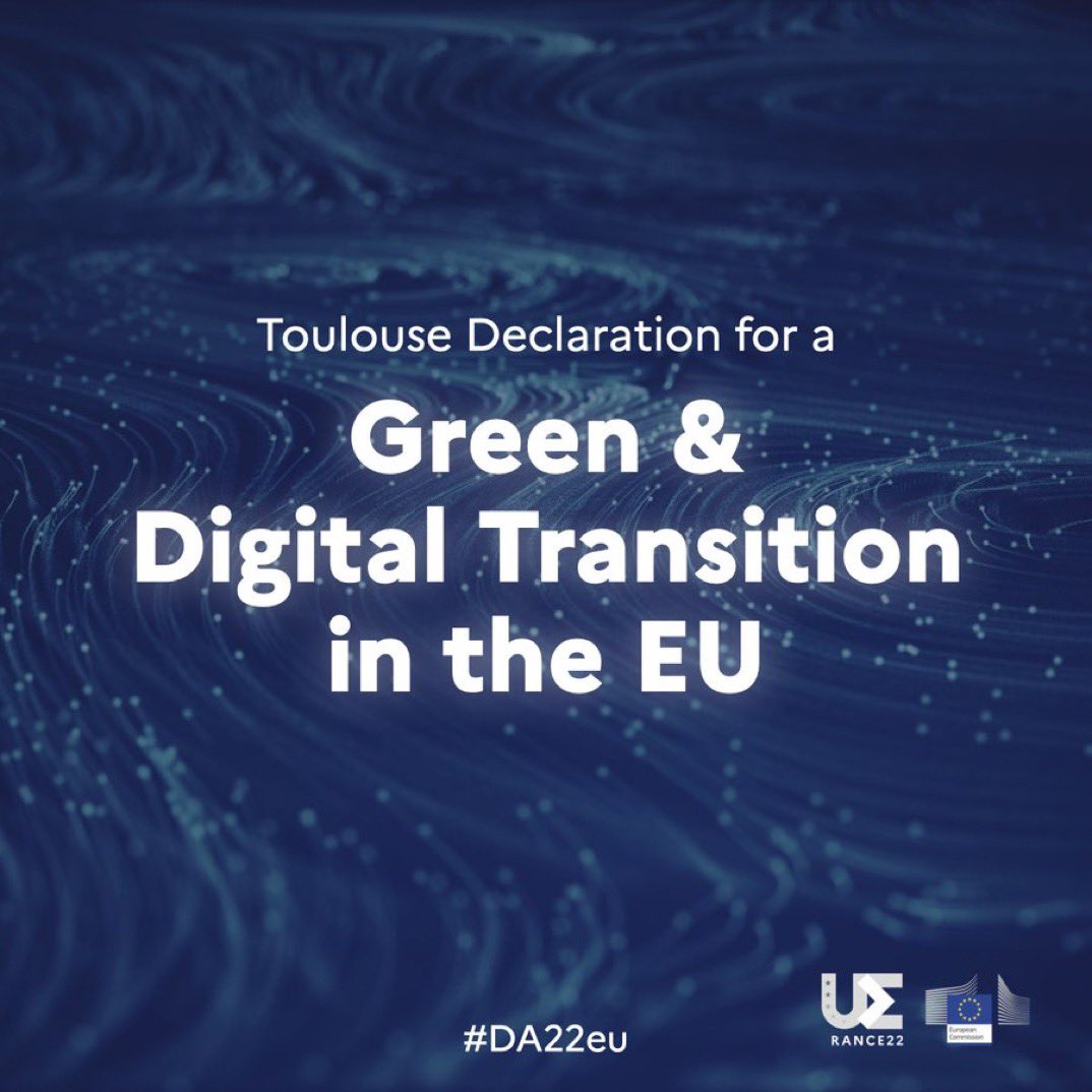 🇪🇺#DA22eu 

 🇺🇦 #Tech4UA soutien au secteur numérique
 🤖 #DigitalCommons pour une #UE résiliente
 🌐 #FutureOfInternet engagements pour la protection des droits des personnes en ligne
 
🌱 Déclaration pour une transition #Green & #Digital

 🔗 europa.eu/!6t6gyR