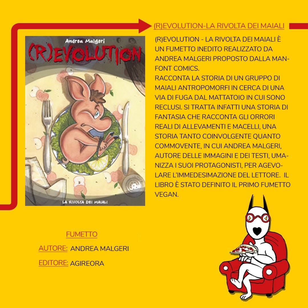 biboo_mr's tweet photo. Conosci il fumetto "(R)Evolution - la rivolta dei maiali, storia e disegni realizzati da Andrea Malgeri?
Un fumetto, ma per adulti, un'opera che andrebbe letta da tutti coloro che hanno il potere di portare il cibo in casa.🐷🐷🍀🍀

E tu lo hai già già letto? Cosa ne pensi? https://t.co/CIXYA0W8Ns