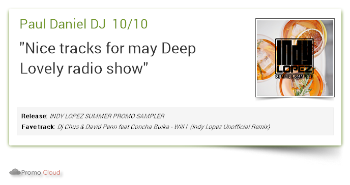 MusicZoneRec's tweet photo. Paul Daniel DJ supports: INDY LOPEZ SUMMER PROMO SAMPLER 10/10 @indylopez #newrelease https://t.co/FqQ1LwORTk  #housemusic #summer2022 #ibiza2022 https://t.co/K6S4ASPmlT
