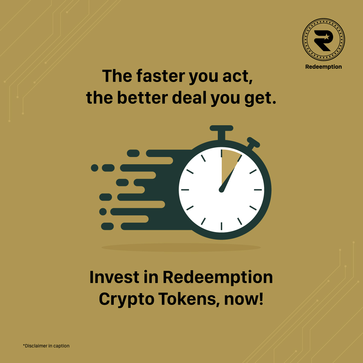 RedeemptionTeam's tweet photo. "If you miss out now, you miss out forever. Invest now in Redeemption Crypto Tokens and race ahead towards a potential Goldmine.
*Crypto products and non-fungible tokens are unregulated and can be highly risky. "
#Redeemption #RedeemptionToken
#CryptoToken #CryptoTokenofIndia https://t.co/9SIcTkGuoB
