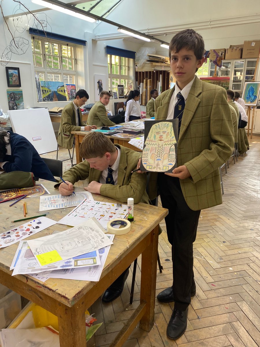 Y9 making refinements to theor examination peice. Alexis and Reggie working hard and pictured in the foreground.