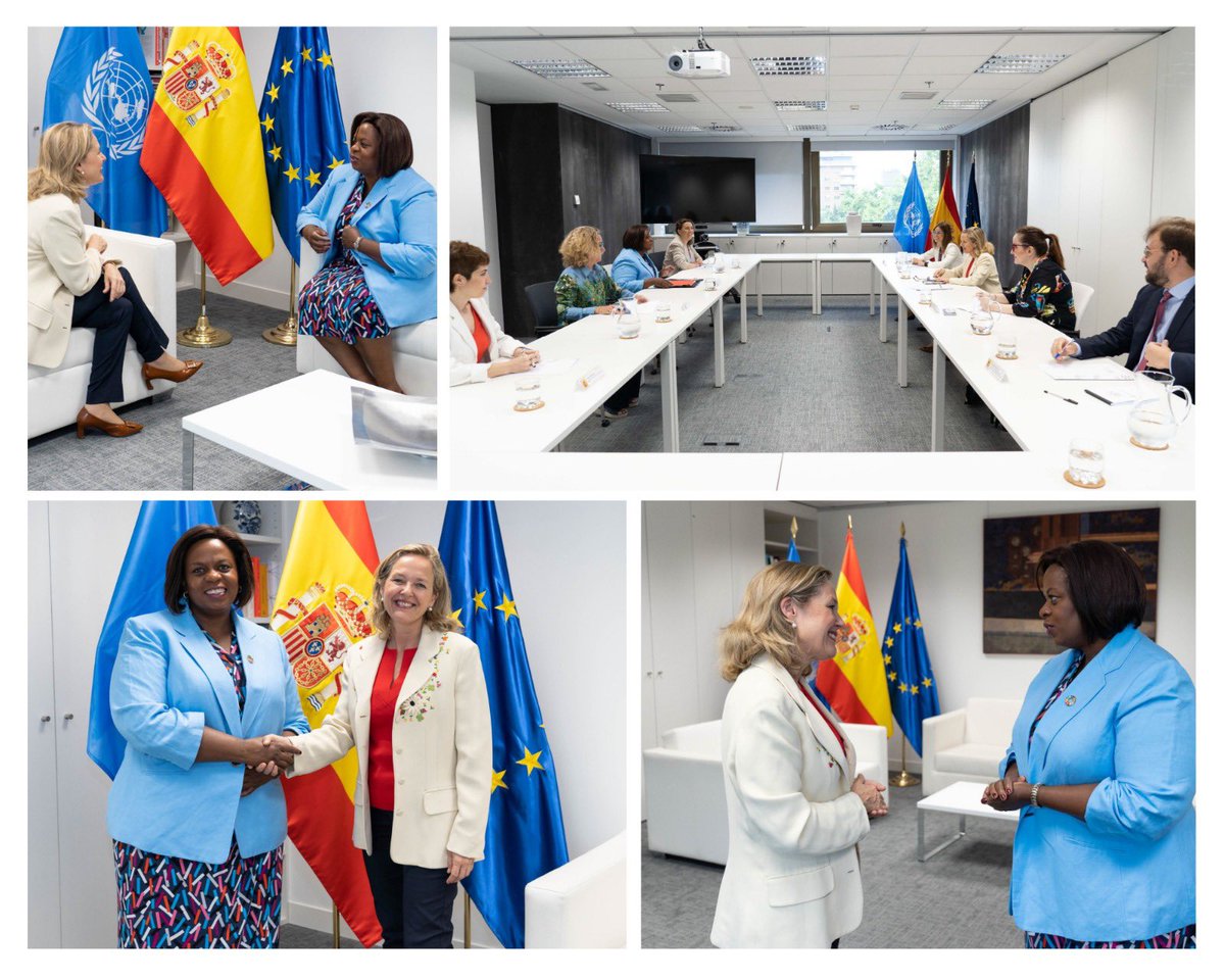 Nadia Calviño (@nadiacalvino) on Twitter photo Delighted to meet <a href="/SandaOjiambo/">Sanda Ojiambo</a>, CEO <a href="/UN/">United Nations</a> <a href="/globalcompact/">UN Global Compact</a>.
Proud that Spain🇪🇸 hosts the world’s largest chapter of partner companies committed to <a href="/SDGoals/">Global Goals Gazette</a>.
We agreed to deepen our cooperation on #SDGs, economic resilience & competitiveness and #SustainableFinance.
#SDGs Delighted to meet <a href="/SandaOjiambo/">Sanda Ojiambo</a>, CEO <a href="/UN/">United Nations</a> <a href="/globalcompact/">UN Global Compact</a>.
Proud that Spain🇪🇸 hosts the world’s largest chapter of partner companies committed to <a href="/SDGoals/">Global Goals Gazette</a>.
We agreed to deepen our cooperation on #SDGs, economic resilience & competitiveness and #SustainableFinance.
#SDGs