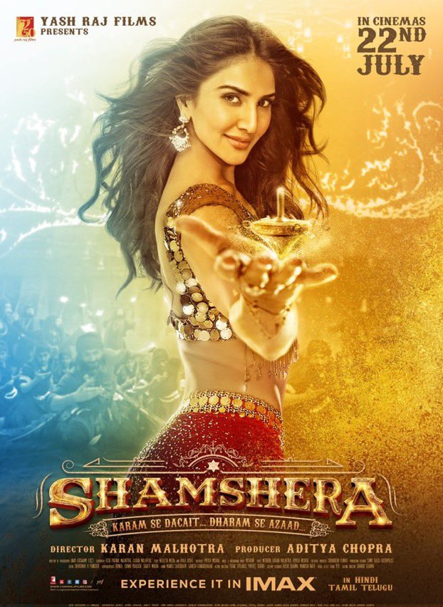 Wave_Cinemas's tweet photo. The golden girl – SONA! Celebrate #Shamshera with #YRF50 only at your nearest #WaveCinemas on 22nd July.
#RanbirKapoor | #VaaniKapoor | #SanjayDutt | #WaveUpdates #ComingSoon https://t.co/bOnmjoGhii