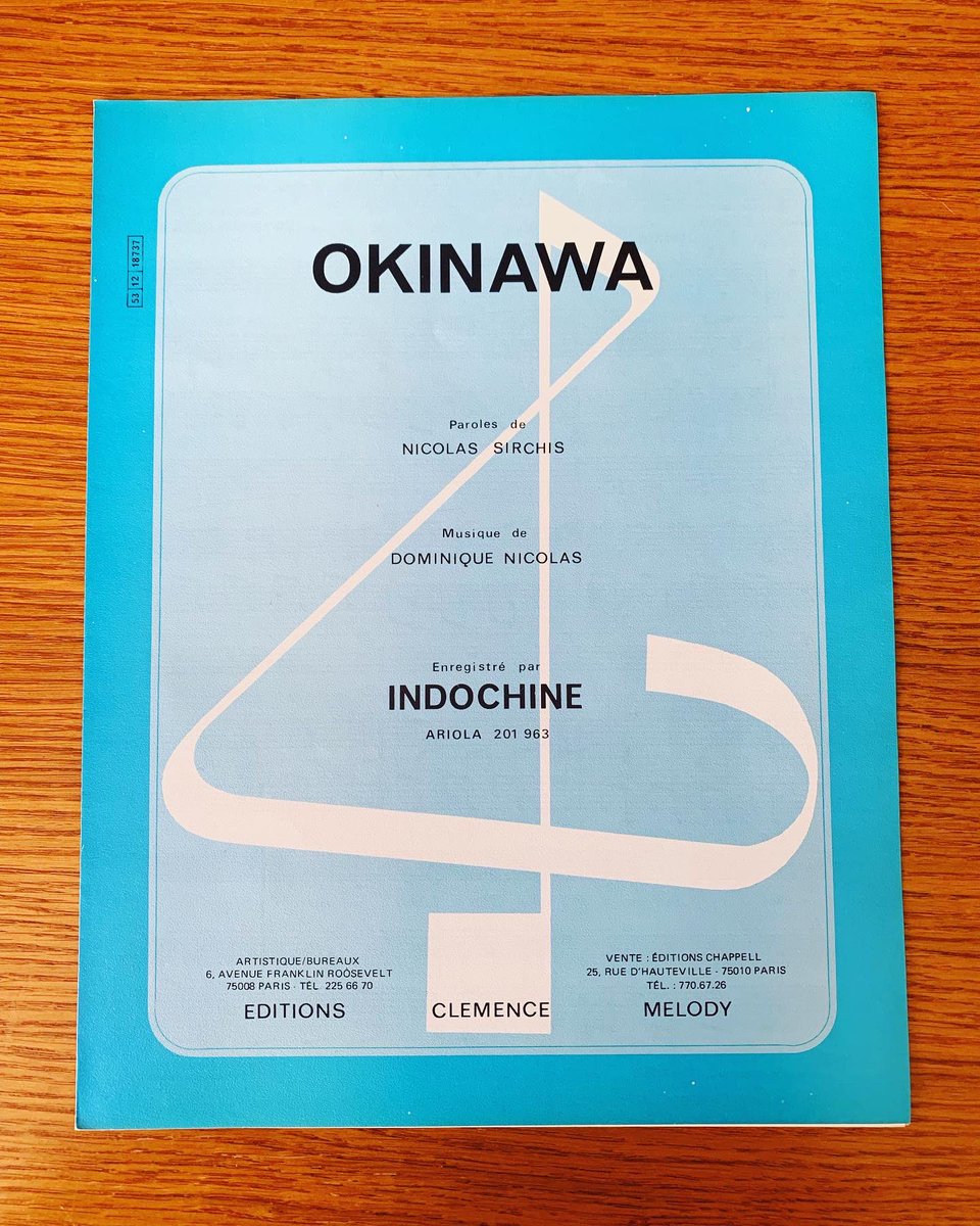 Indochineco81's tweet photo. Partition d’OKINAWA - ORIGINAL - venant des studios d’enregistrement sous le Label CLEMENCE MELODY S.A. et sorti en 1983 🎶🏝🇯🇵💙
@nicolasirkis @indochinetwitt @oLidESaT_ https://t.co/Iz8Cm7PIkm