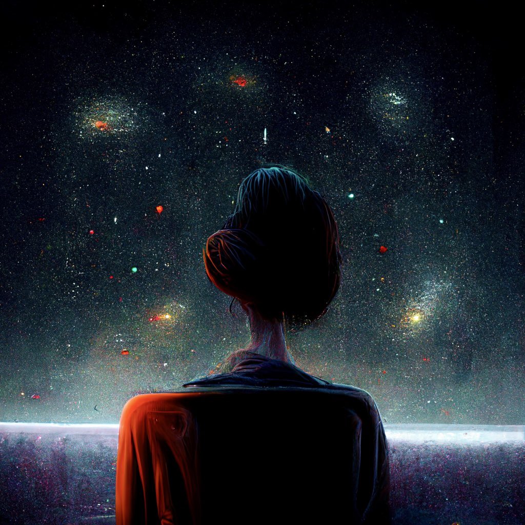 enderdiril's tweet image. Gm☀️
I saw a woman who was looking at an infinite universe, stars in a red dress, and she had very broad shoulders, but at the same time, I found a peaceful bonsai tree on a table covered by a red velvet sheet. Which one do you see?
#aiart #art #neuralism #midjourney #scifiart