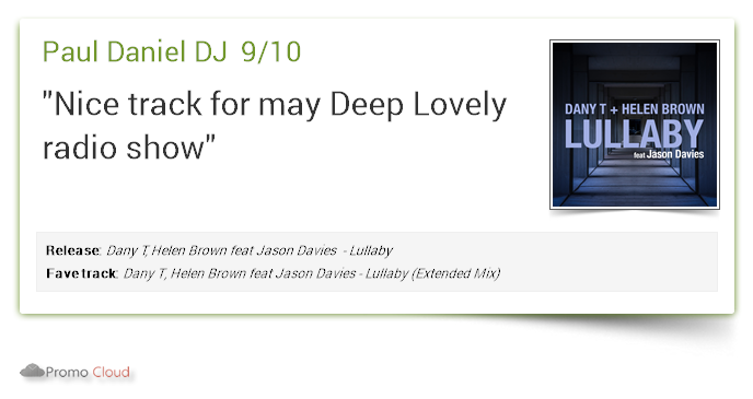 MusicZoneRec's tweet photo. Paul Daniel DJ supports: @DJDANYT - Lullaby (@salvoalbano Mix) 9/10 #newrelease https://t.co/HyON9tCC0Q https://t.co/AnZdvzNgjC