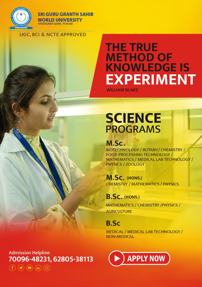 SGGSWUFGS's tweet photo. Admissions Open
(Session 2022-23)
The True Method of Knowledge is Experiment.
Write your success story 
@SGGSWU
Contact: 70096-48231, 62805-38113
https://t.co/sptnDOajKD https://t.co/ppEIalBYEA