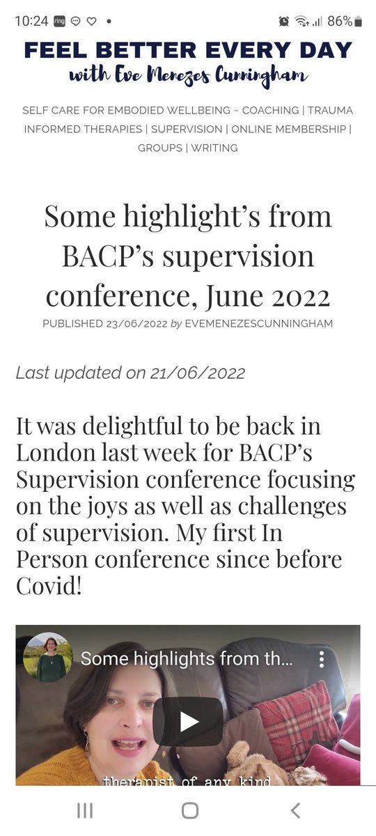 Some highlights from last week's @BACP supervision conference 

selfcarecoaching.net/2022/06/23/som…

#selfcare #supervision #climatedistress #climateemergency #climateanxiety