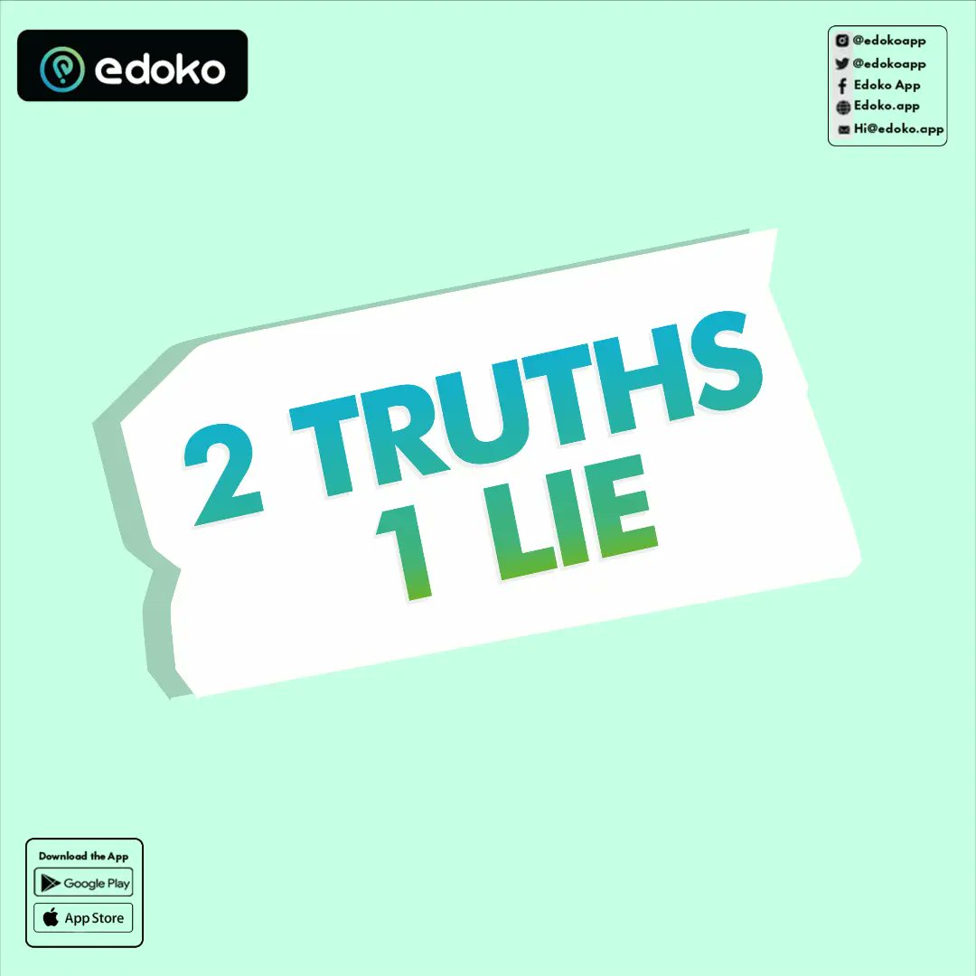 edokoapp's tweet photo. If you’re a true Edoko shopper, this should be real easy.

Spot the lie and tell us in the comments section.

#EdokoApp #2truths1lie #ShoppingApp https://t.co/rVb2uWFuUT