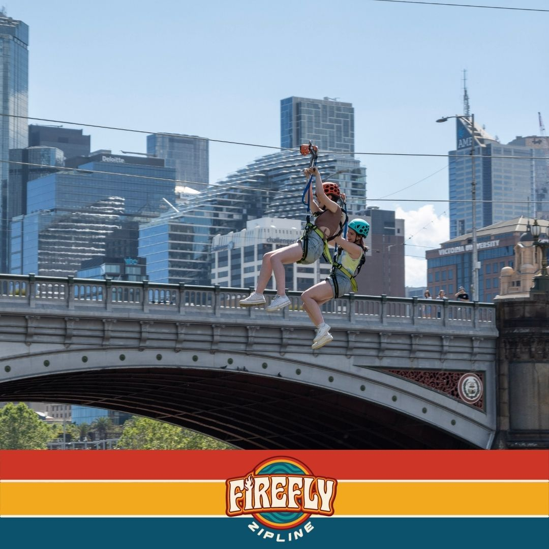 FireFlyZipline's tweet photo. THROWBACK THURS! As we battle our way through winter, we thought it was time to re-live last summer and the EPIC fun we had flying over the Yarra River. It's got us thinking.... should we try and do it again?
#whatsonmelbourne #visitmelbourne  @cityofmelbourne @fedsquare https://t.co/7yP543n29m