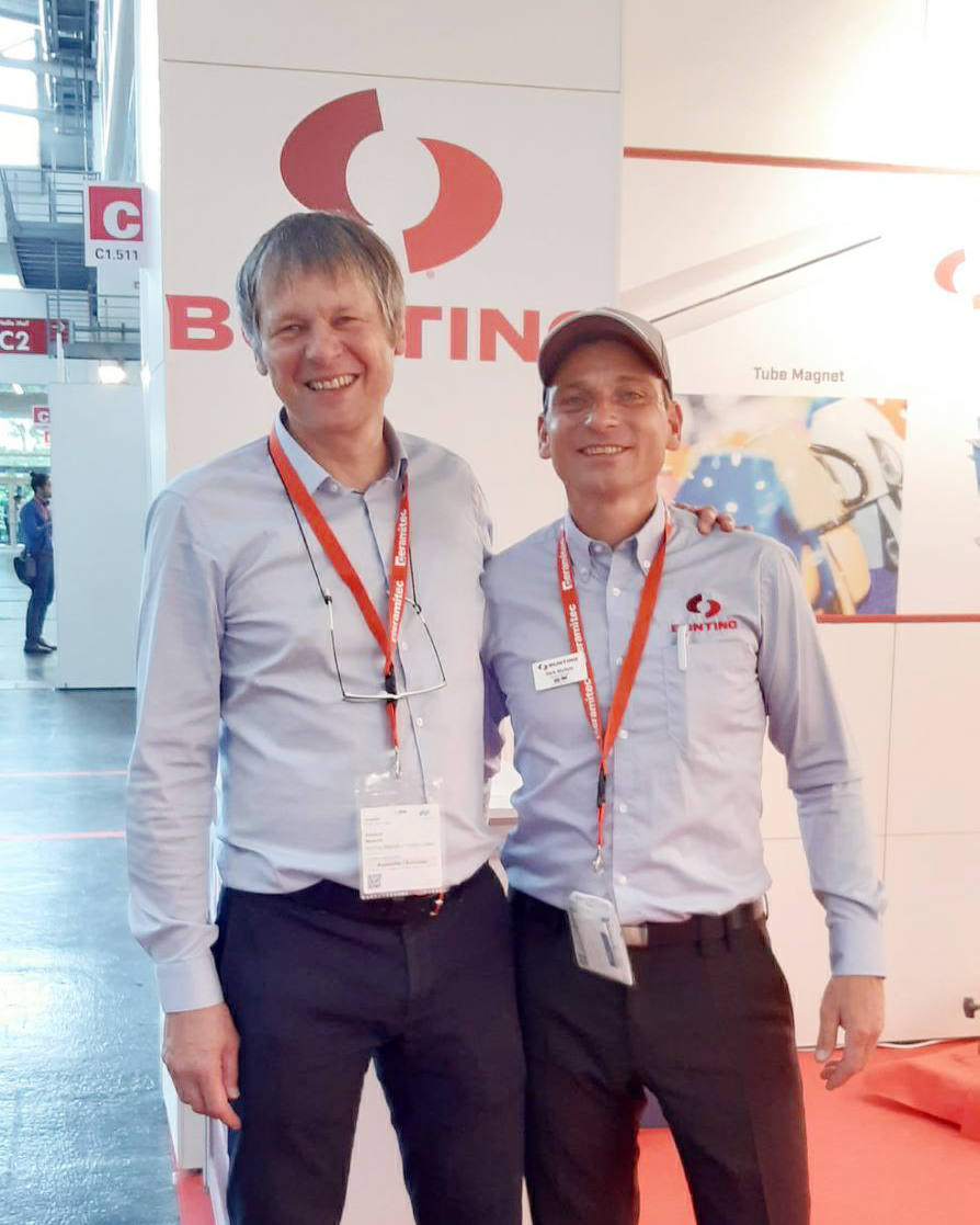 BuntingRedditch's tweet photo. Another busy day at @ceramitec but Stefano &amp; Dirk are still smiling on stand C1:511 and enjoying talking about high-intensity magnetic separation!
#ceramitec #ceramics #mineralprocessing #magneticseparation
Find out more > https://t.co/hr4Dz2nX5T https://t.co/VLYDihDqiy