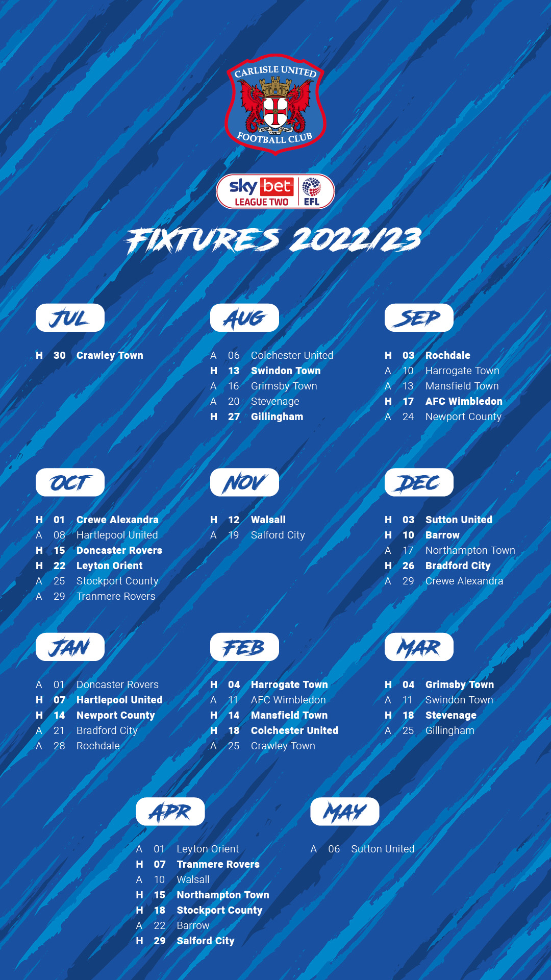Carlisle united fixtures deals