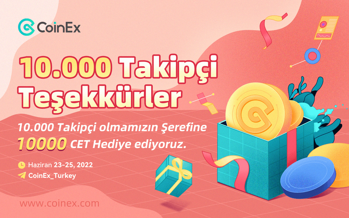JCWeb3Growth's tweet photo. 🇹🇷 #CoinEx Telegram Grubumuz 10.000 kişiye ulaştı ! ❤️Bütün üyelere teşekkürler 🎉

⌚️23-25 Haziran görevleri tamamla 4000 #CET 
📌👉https://t.co/hXUgnUQWOM

🎁24 Haziran ? Etkinliği  3000 #CET
🎁25 Haziran ? Etkinliği 3000 #CET
💫Takipte kal ve şansını kaçırma😉

#CoinExT��rkiye https://t.co/QWYHLQW6cX