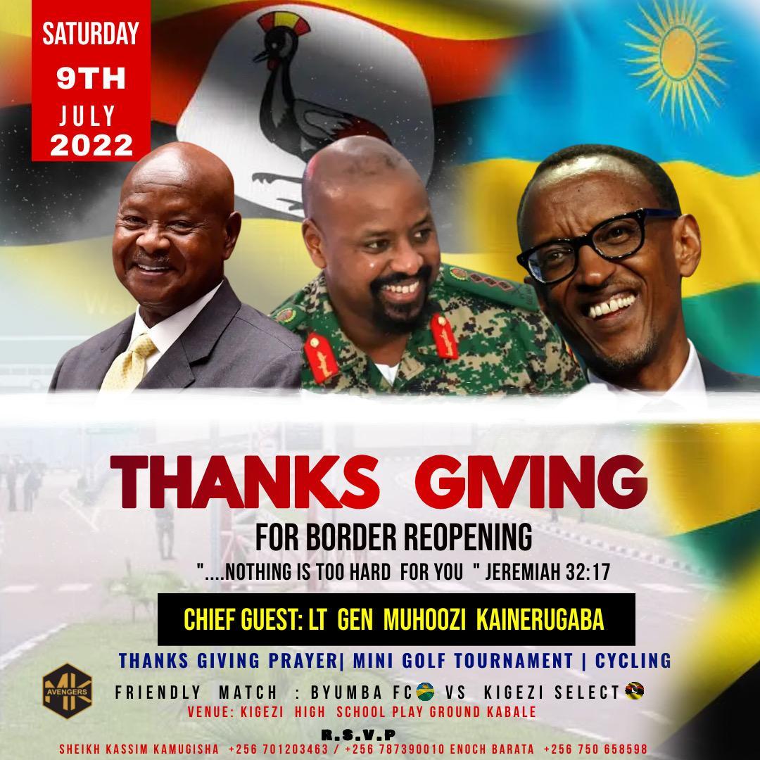 The religious leaders together with the pple of kigezi have organised a thanks giving ceremony for boarder re opening and our own @mkainerugaba will be the guest of honour. #Mkavengers #TeamMK let's do what we do best cc @kkamuugisha 
@CHRISBARYOMUNS1 
@MKatungi