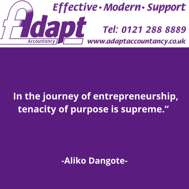 adapt123's tweet photo. Happy Thursday everyone
Here is our quote of the day
In the journey of entrepreneurship tenacity of purpose is supreme
-Aliko Dangote-
#interstates #bankofengland #business #adaptaccountancy #businessgrowth #quotes #accountancy #accountingservices #businesssolutions #lifelessons https://t.co/rWYZJetWV2