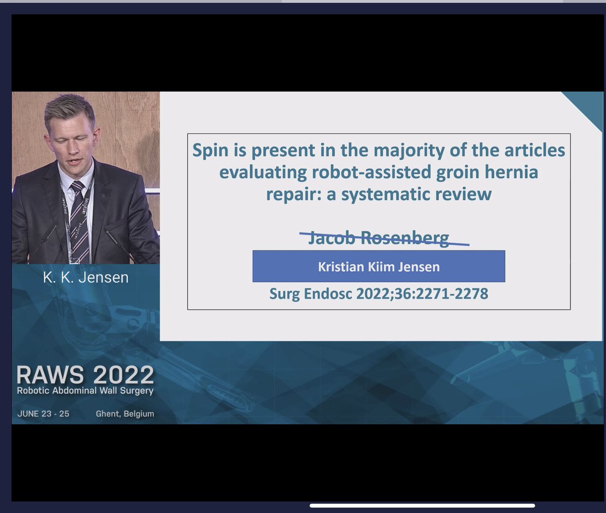Alexis Theodorou (@bait_alex) on Twitter photo <a href="/HerniaResearch/">Kristian K Jensen MD PhD DMSc</a> following up his talk about ERAS with a Takeover Presentation about Spin. <a href="/HerniaResearch/">Kristian K Jensen MD PhD DMSc</a> following up his talk about ERAS with a Takeover Presentation about Spin.