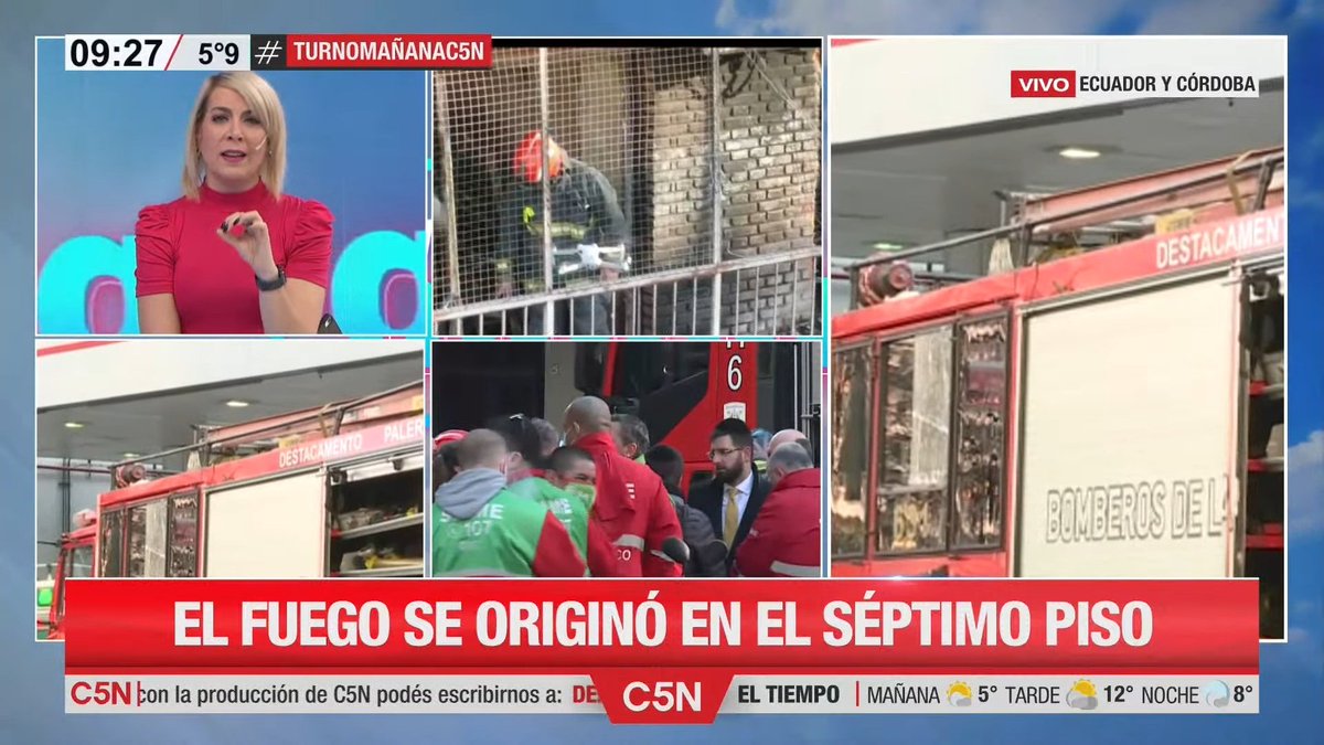 🔥 Trágico incendio en un edificio de #Recoleta que deja 5 muertos y más de 30 heridos 🚨 Informan desde el lugar: <a href="/PaulaAvellaned3/">Paula Avellaneda</a> &amp; <a href="/BrunoAversano/">Bruno Elías</a> 

☑️ Seguí @TurnoMananaC5N, hoy con <a href="/paumarussich/">Paula Marussich</a> hasta las 11:00 por C5N