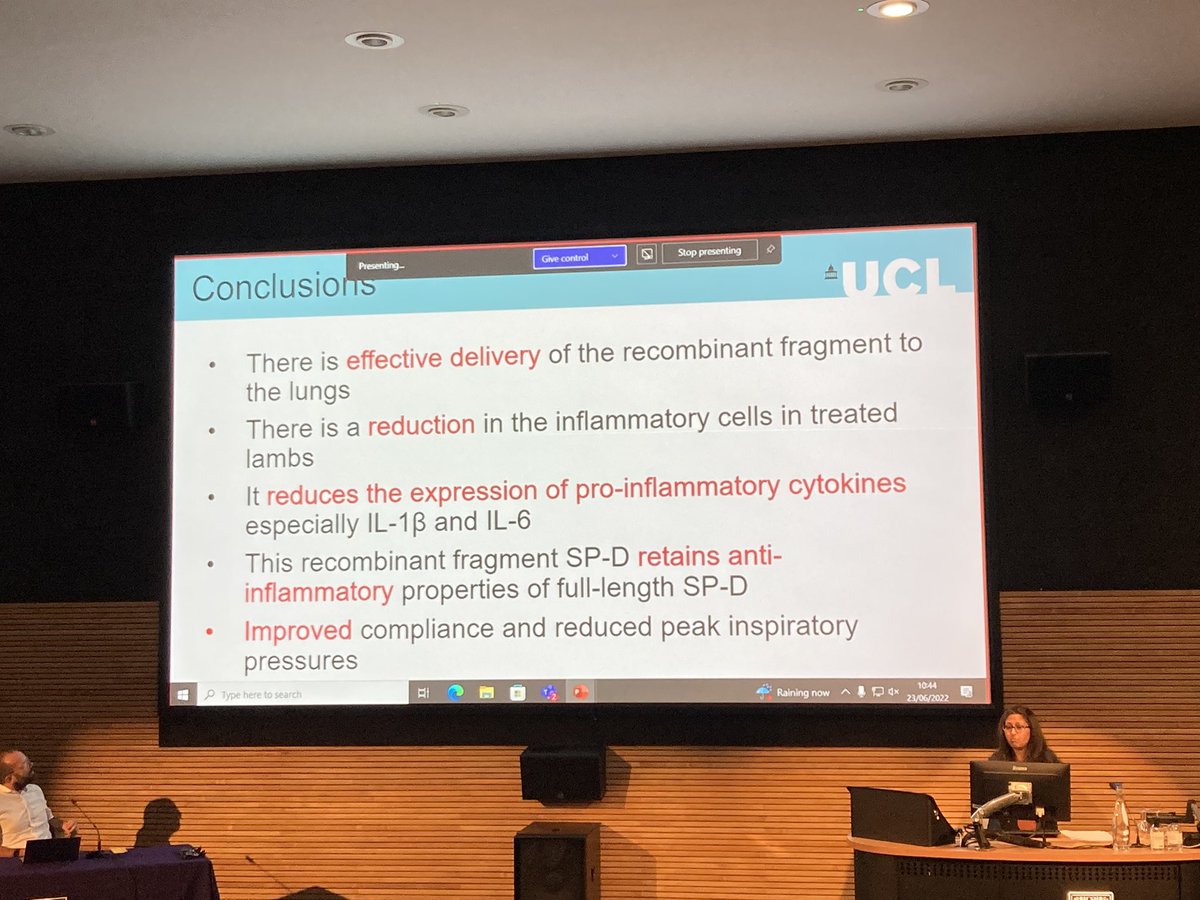 From Reena Bhatt, UCL. Promise of recombinant surfactant protein D for BPD prevention