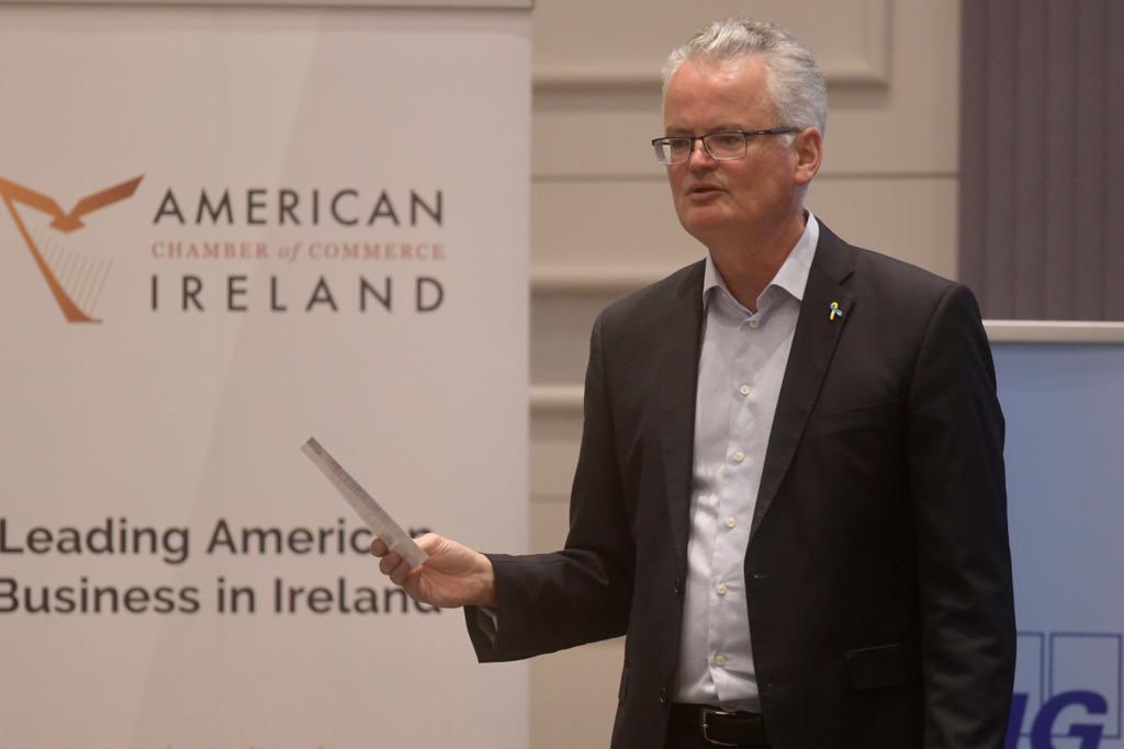 AmericanChamber's tweet photo. Great to be back with our members in person at our West-North-West Conference. Upbeat opening remarks from AmCham CEO @MarkFXRedmond and our West-North-West Chair, Mark Butler.
Donโt forget to grab a copy of our new one-pager, Why West-North-West. #AmChamWNW @KPMG_Ireland https://t.co/d17vYDueiu