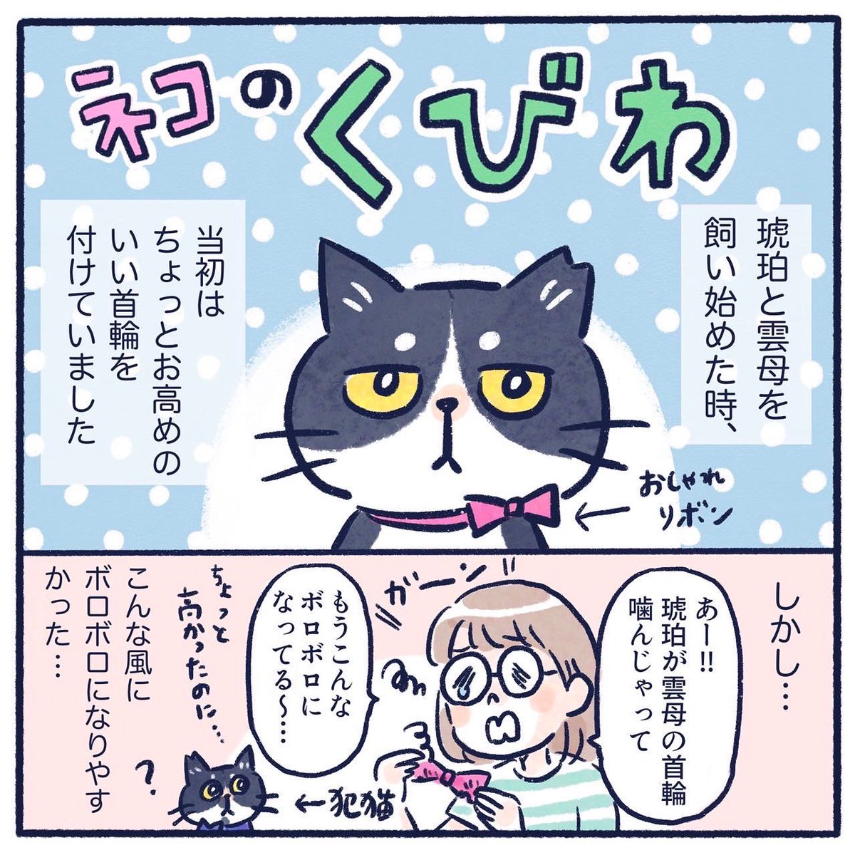 我が家の猫のくびわ事情(1/2)

#コミックエッセイ #エッセイ漫画
#猫漫画 #くもやの猫まんが 