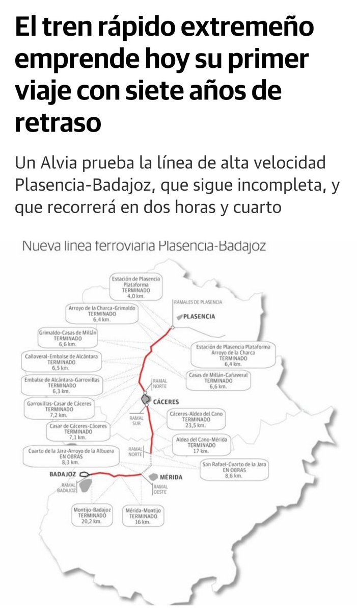MarcelloLipi's tweet image. URGENTE‼️ ÚLTIMA HORA‼️

‼️La Alta Velocidad llega a Extremadura‼️

El tren rápido tarda dos horas y cuarto en ir de Palencia a Badajoz. En coche es 1 hora y 55 minutos.

"Tren rápido". "Alta Velocidad".

Dad gracias que los extremeños y las extremeñas no estamos quemando el país