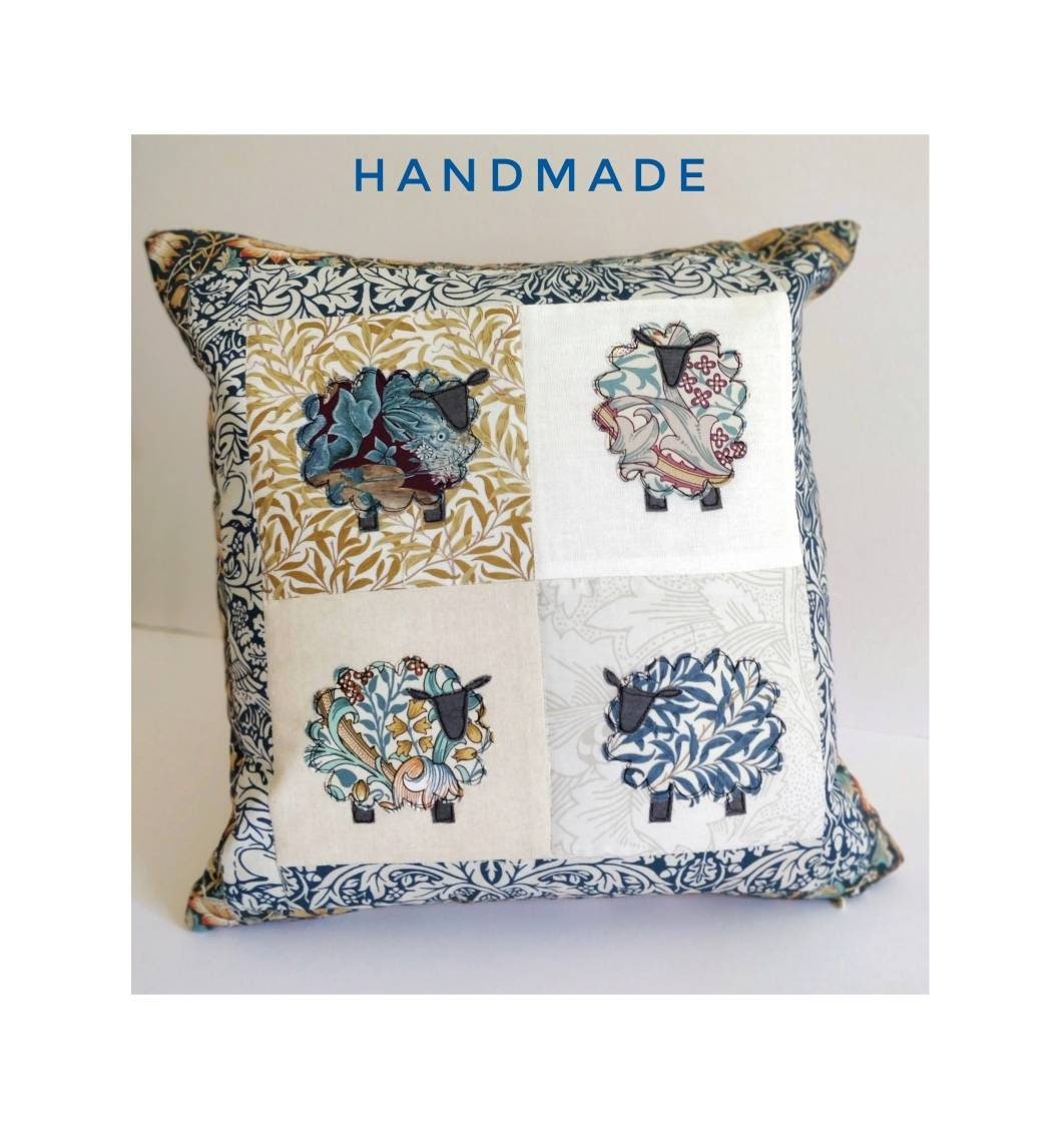 Excited to share the latest addition to my #etsy shop: William Morris Spring Sheep cushion cover handmade by Helen patchwork applique #patchwork #livingroom #cushioncover #williammorris etsy.me/3HPaxsy