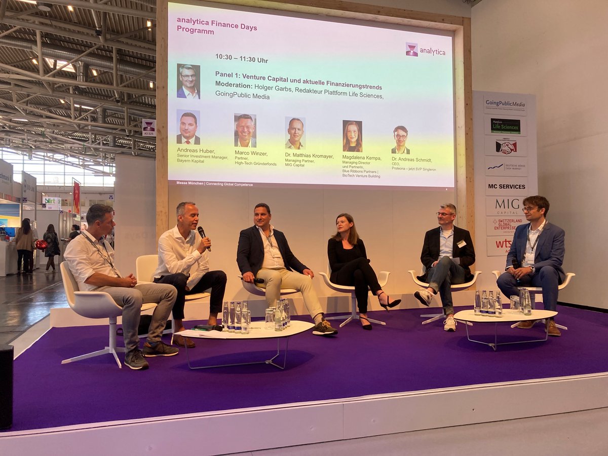 'Convergence of life sciences and deep tech is a trend we are seeing at MIG and have embraced over the past 10 years. I strongly believe that this is the future for biotech', said Matthias Kromayer at the #VC panel of the #FinanceDays by @GoingPublic_de at #analytica2022.