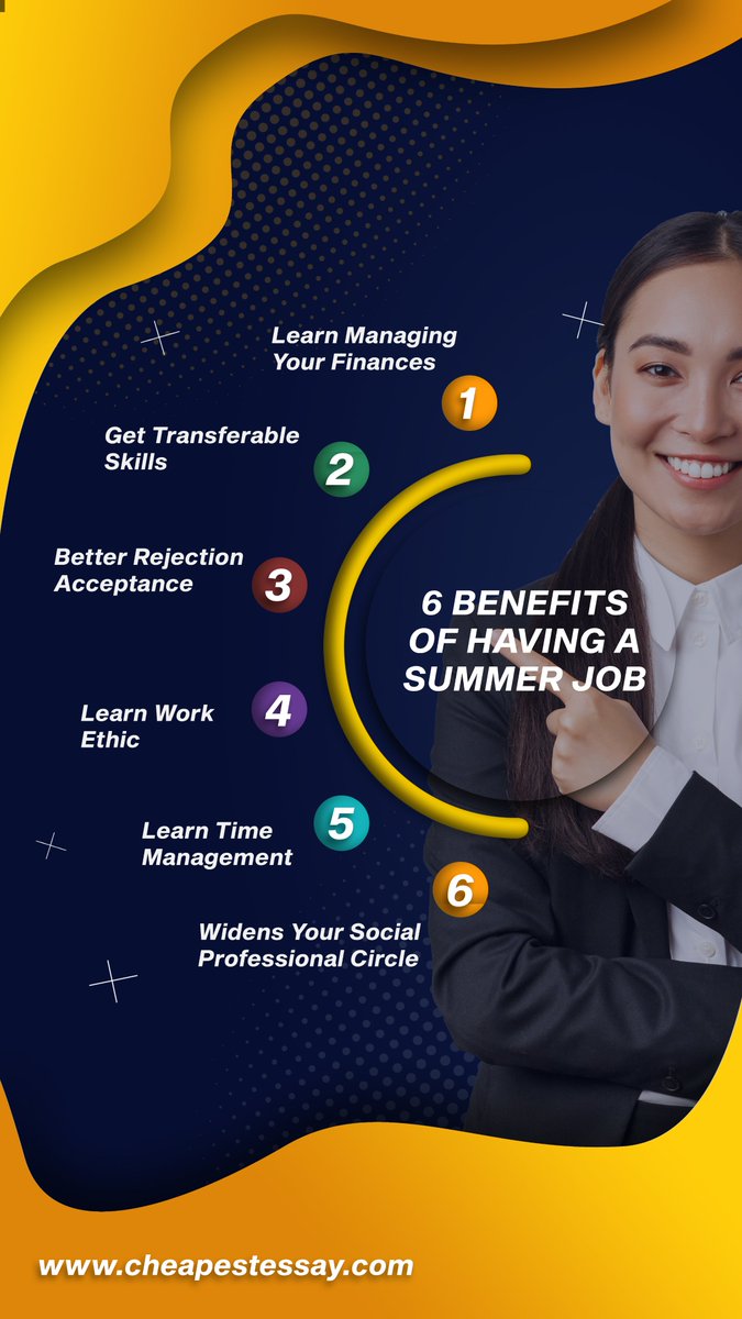 CheapestEssay's tweet photo. A summer job can be as rewarding and beneficial to students as it is financially helpful. Here are the six benefits of having a summer job that you might not have considered. 😊
Read the full blog here: https://t.co/fVIvFPvWCd
#SummerJobs #summerfuntime https://t.co/21nbYybVJ8