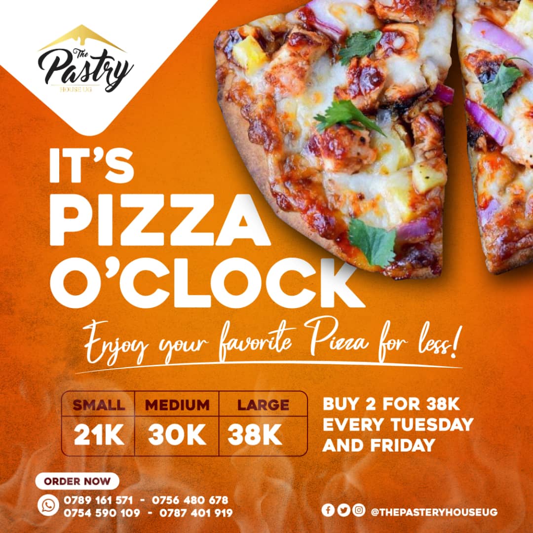 entebbenews1's tweet photo. New Look , new taste but most importantly still 
@Pastryug at it 

Get your self A large at 38k
Medium 30k
Small.    21k
And the double Pizza at 38k each Tuesday and Friday. https://t.co/QteKf9SqGI
