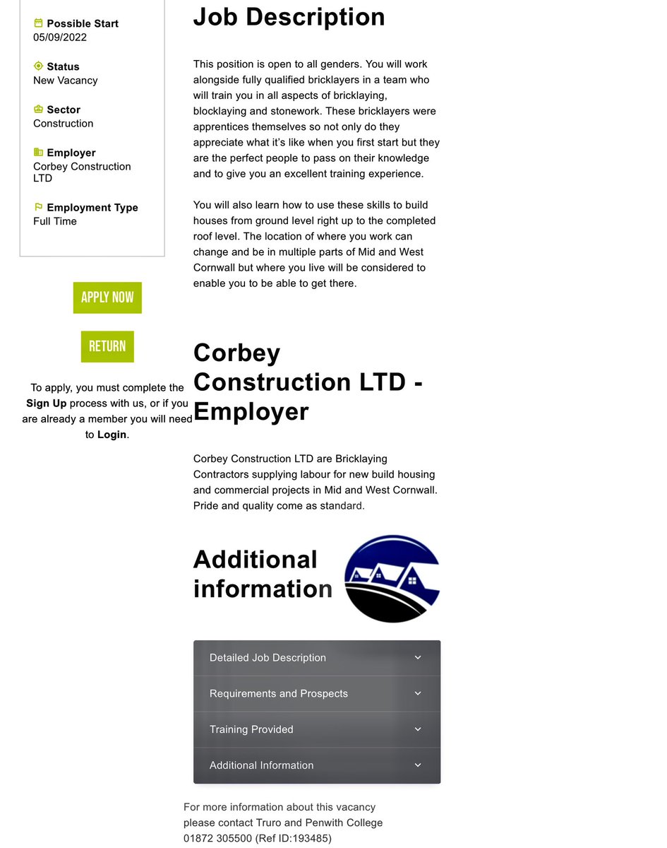 appjobs.truro-penwith.ac.uk/Search/Job?id=…
We are looking for our next intake of Apprentices to start the new college year in September.