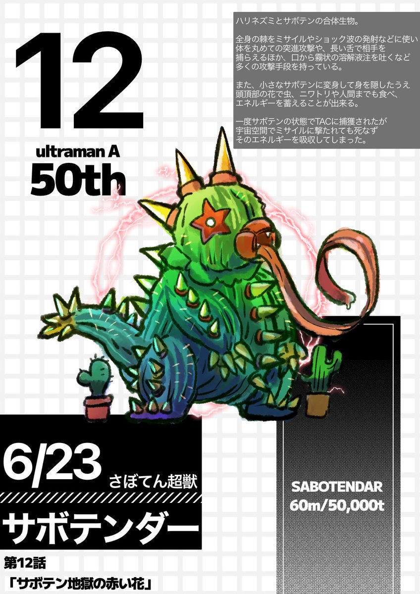 さぼてんページ さぼてん超獣サボテンダーが50周年だよ。 赤い花の咲いた小さな