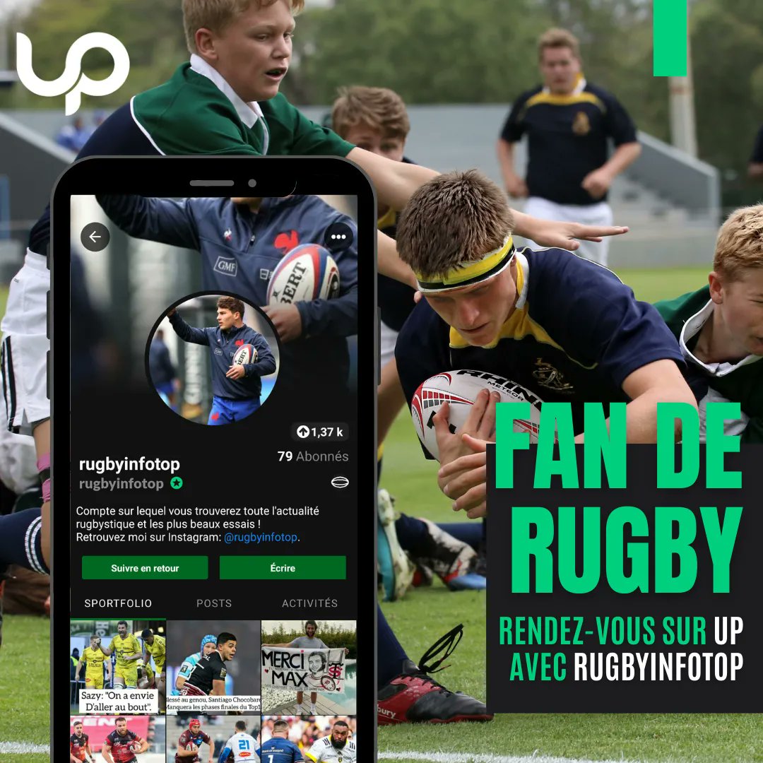 𝐋𝐞𝐭’𝐬 𝐩𝐥𝐚𝐲 ! 🏉
🤔Fan de rugby ? Notre équipe y dédie une page entière sur rugbyinfotop
👉Rejoignez la communauté sur 𝐥𝐞 𝐫𝐞́𝐬𝐞𝐚𝐮 𝐬𝐨𝐜𝐢𝐚𝐥 𝐝𝐞𝐬 𝐬𝐩𝐨𝐫𝐭𝐢𝐟𝐬 𝐔𝐏
👉Disponible sur Play Store et App Store
#Up #Sports #Sport #rugbyteam #rugby #RugbyFrance